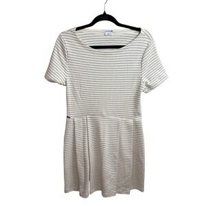 Lacoste Striped Cotton Knit Dress with Back Cutout Navy White‎ Pleated Size 42